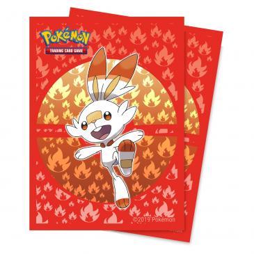 Sword and Shield Galar Starters Scorbunny Deck Protector sleeve 65ct for Pokémon | L.A. Mood Comics and Games