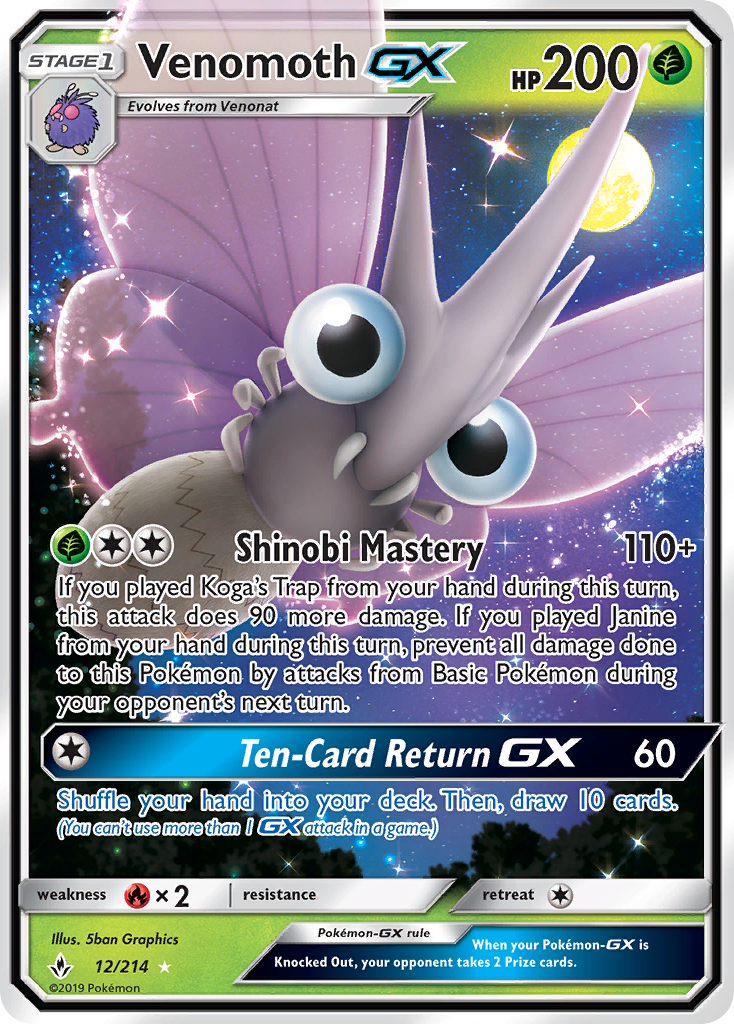 Venomoth GX (12/214) [Sun & Moon: Unbroken Bonds] | L.A. Mood Comics and Games