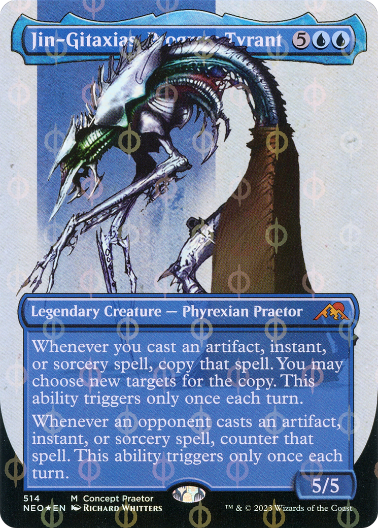 Jin-Gitaxias, Progress Tyrant (Borderless Concept Praetors Step-and-Compleat Foil) [Phyrexia: All Will Be One] | L.A. Mood Comics and Games