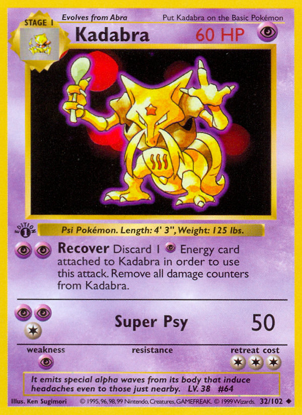 Kadabra (32/102) (Shadowless) [Base Set 1st Edition] | L.A. Mood Comics and Games