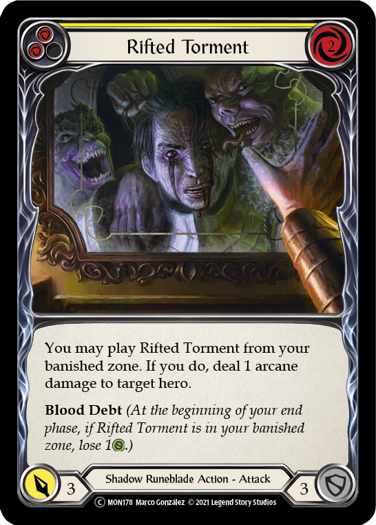 Rifted Torment (Yellow) [U-MON178-RF] (Monarch Unlimited)  Unlimited Rainbow Foil | L.A. Mood Comics and Games