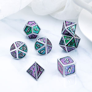 Metal & Enamel Dice Set (7pcs) [Cathedral Glass] | L.A. Mood Comics and Games