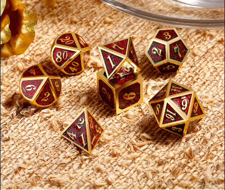 Metal & Enamel Dice Set (7pcs) [Fireflies] | L.A. Mood Comics and Games