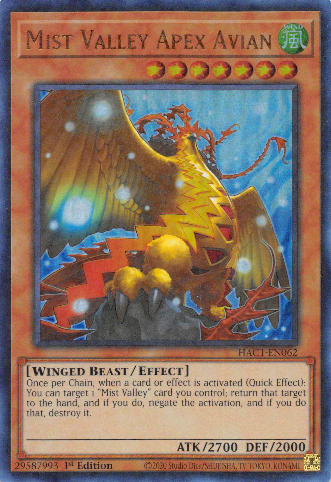 Mist Valley Apex Avian (Duel Terminal) [HAC1-EN062] Parallel Rare | L.A. Mood Comics and Games