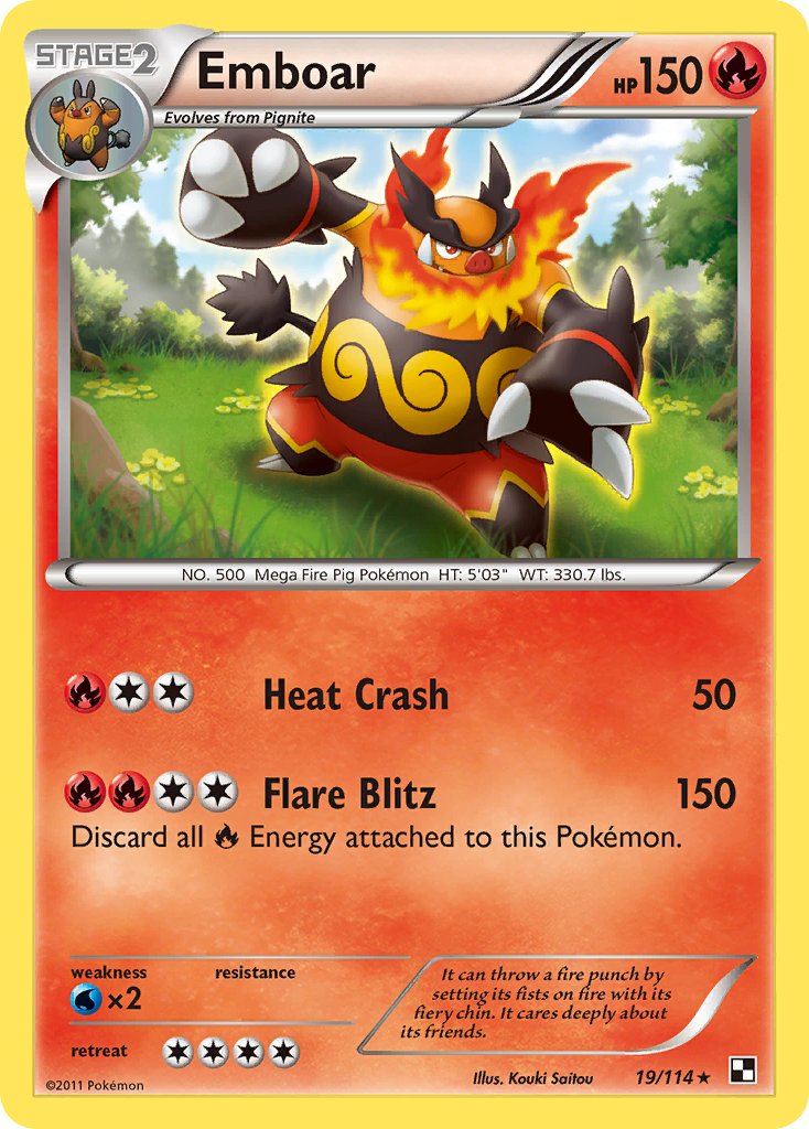 Emboar (19/114) (Cracked Ice Holo) (Theme Deck Exclusive) [Black & White: Base Set] | L.A. Mood Comics and Games