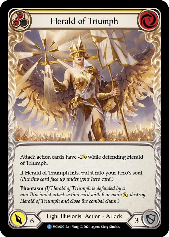 Herald of Triumph (Yellow) [MON009-RF] (Monarch)  1st Edition Rainbow Foil | L.A. Mood Comics and Games