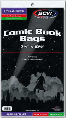 Resealable Silver/Regular Comic Bags - Thick | L.A. Mood Comics and Games