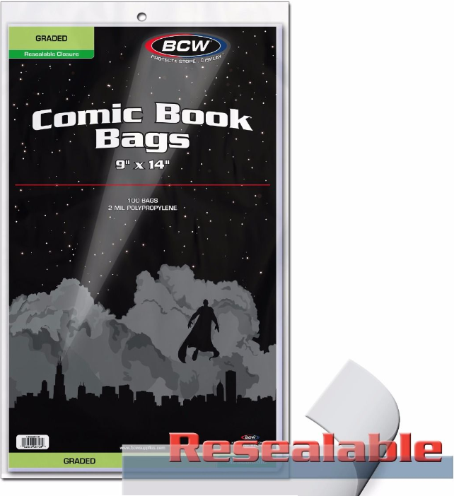 Resealable Bag for Graded Comics - 9 X 14 | L.A. Mood Comics and Games