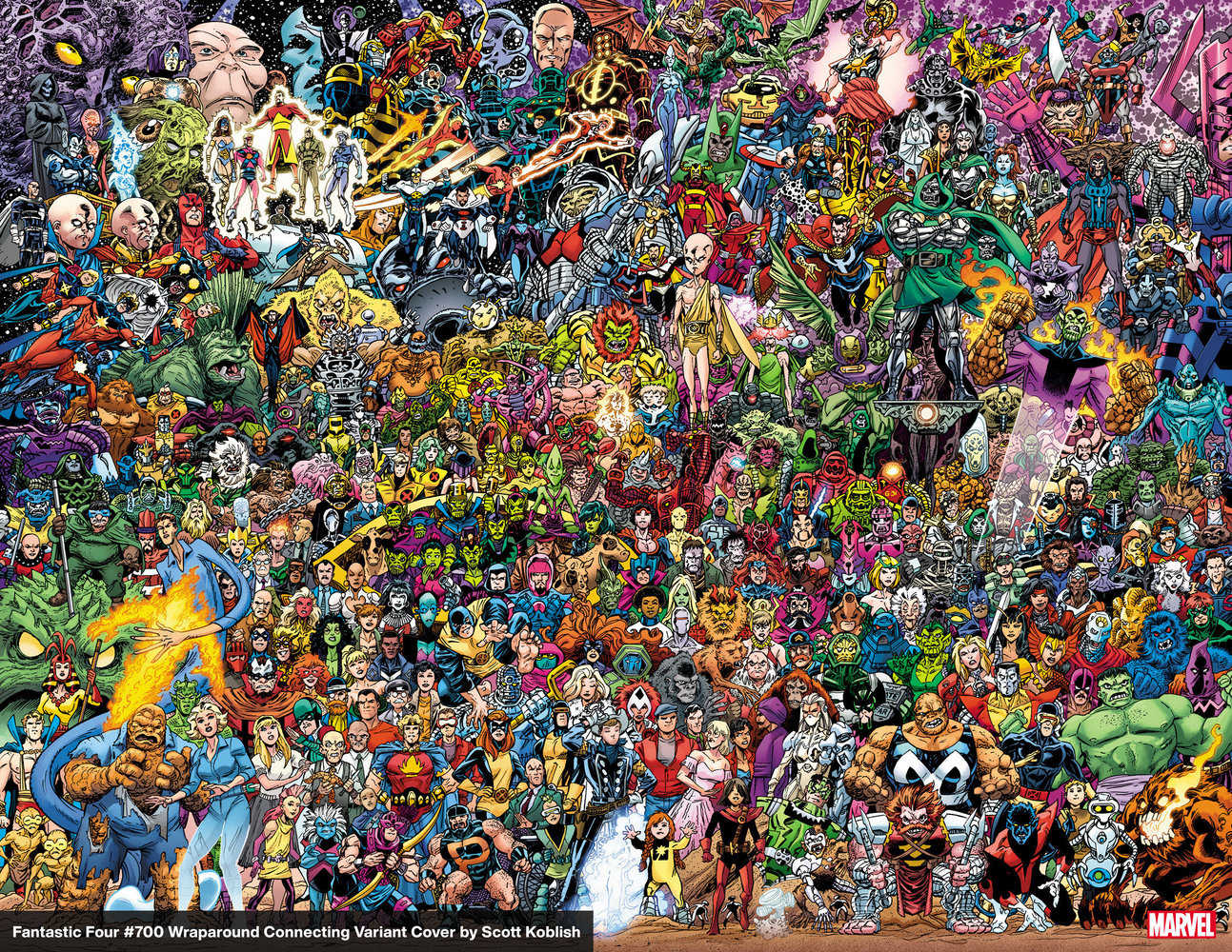 Fantastic Four 7 Scott Koblish Wraparound Connecting 700 Characters Variant | L.A. Mood Comics and Games
