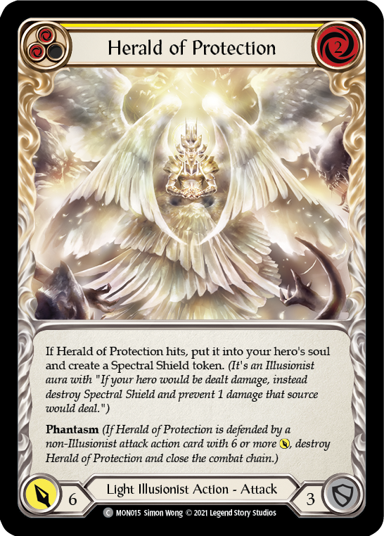 Herald of Protection (Yellow) [MON015-RF] (Monarch)  1st Edition Rainbow Foil | L.A. Mood Comics and Games