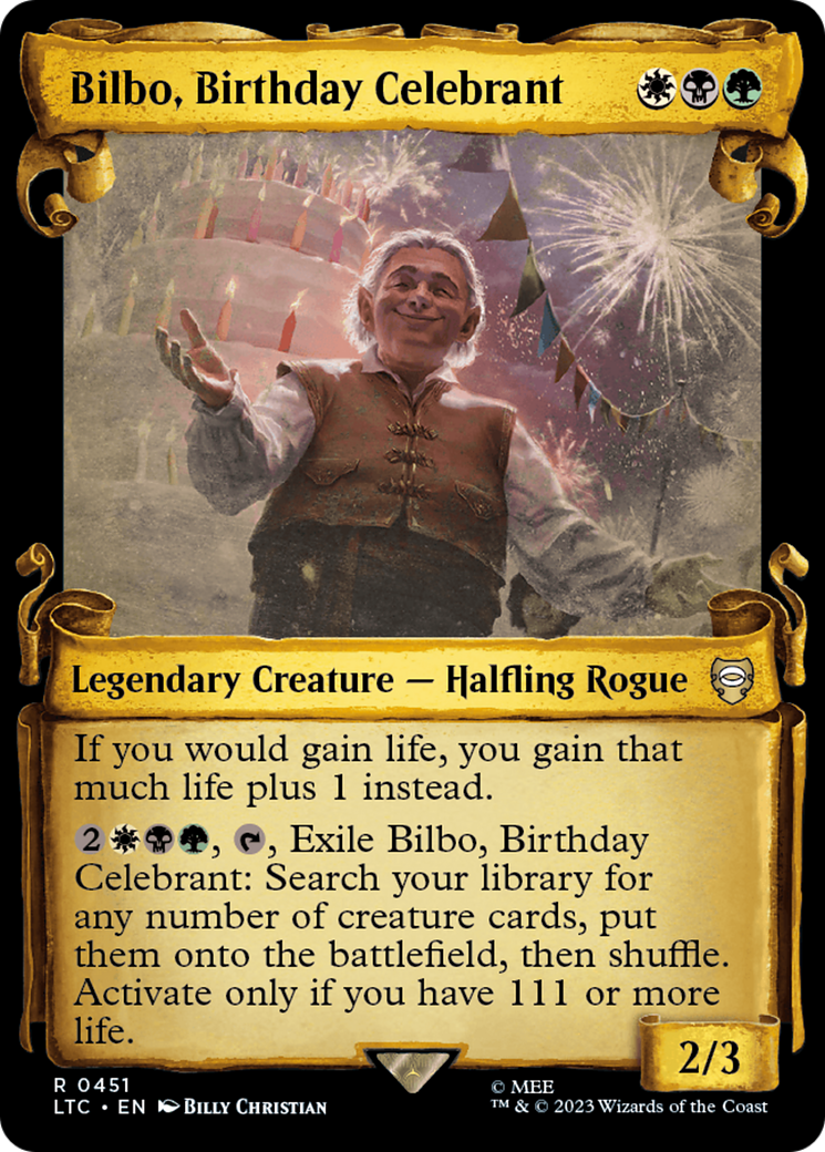 Bilbo, Birthday Celebrant [The Lord of the Rings: Tales of Middle-Earth Commander Showcase Scrolls] | L.A. Mood Comics and Games