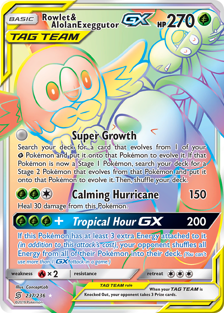 Rowlet & Alolan Exeggutor GX (237/236) [Sun & Moon: Unified Minds] | L.A. Mood Comics and Games