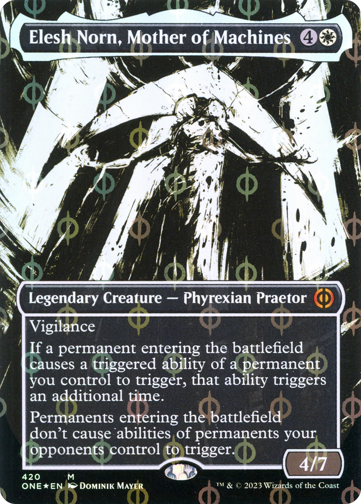 Elesh Norn, Mother of Machines (Borderless Ichor Step-and-Compleat Foil) [Phyrexia: All Will Be One] | L.A. Mood Comics and Games