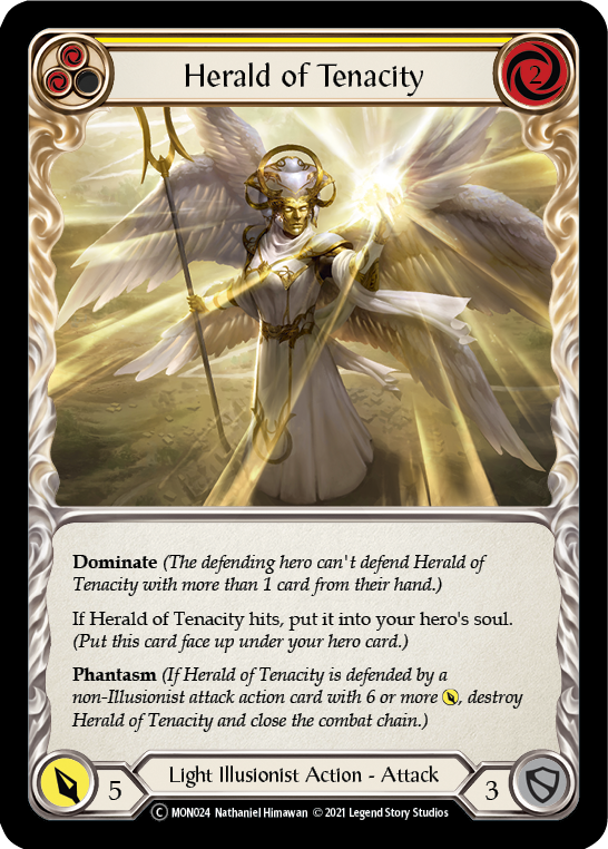 Herald of Tenacity (Yellow) [U-MON024-RF] (Monarch Unlimited)  Unlimited Rainbow Foil | L.A. Mood Comics and Games