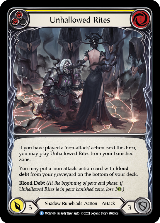 Unhallowed Rites (Yellow) [MON160-RF] (Monarch)  1st Edition Rainbow Foil | L.A. Mood Comics and Games