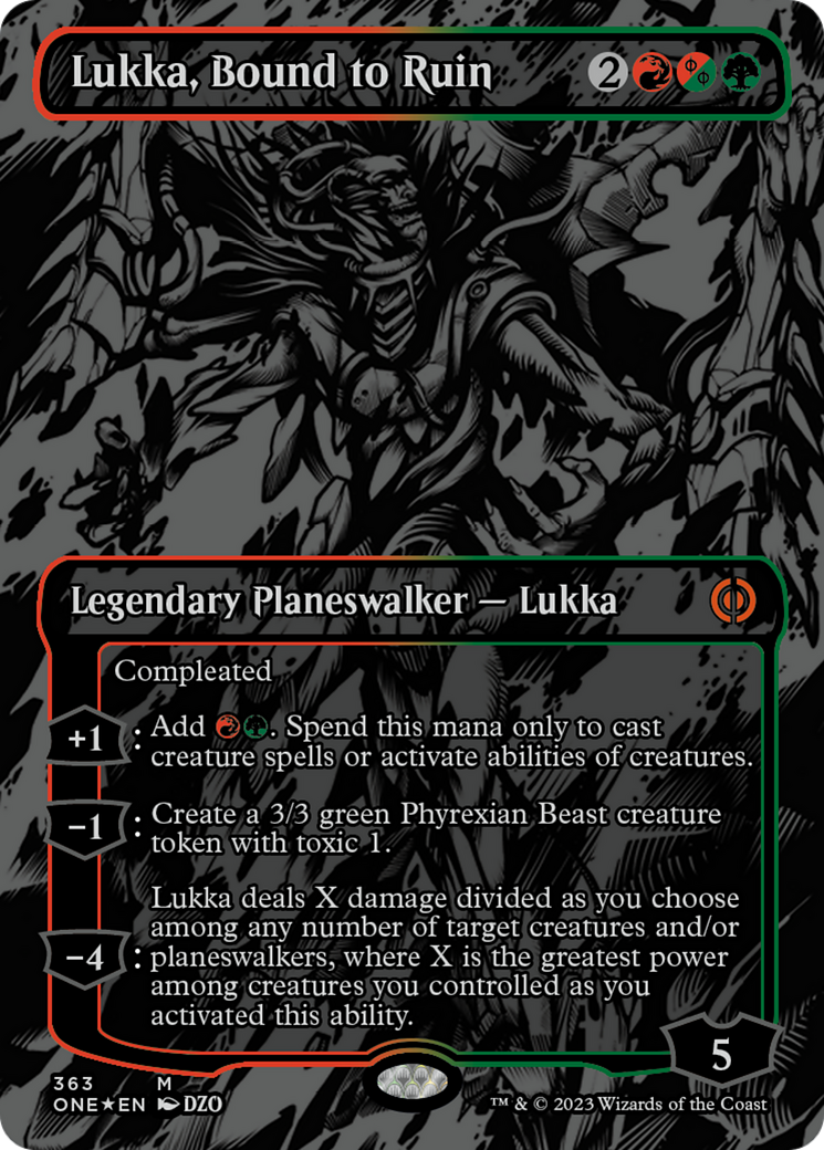 Lukka, Bound to Ruin (Oil Slick Raised Foil) [Phyrexia: All Will Be One] | L.A. Mood Comics and Games