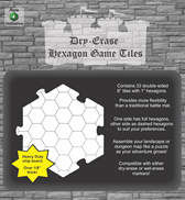 Dry Erase Dungeon Tiles, White - Pack of 33 6" hex tiles | L.A. Mood Comics and Games