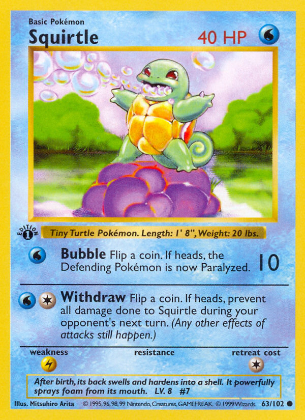 Squirtle (63/102) (Shadowless) [Base Set 1st Edition] | L.A. Mood Comics and Games