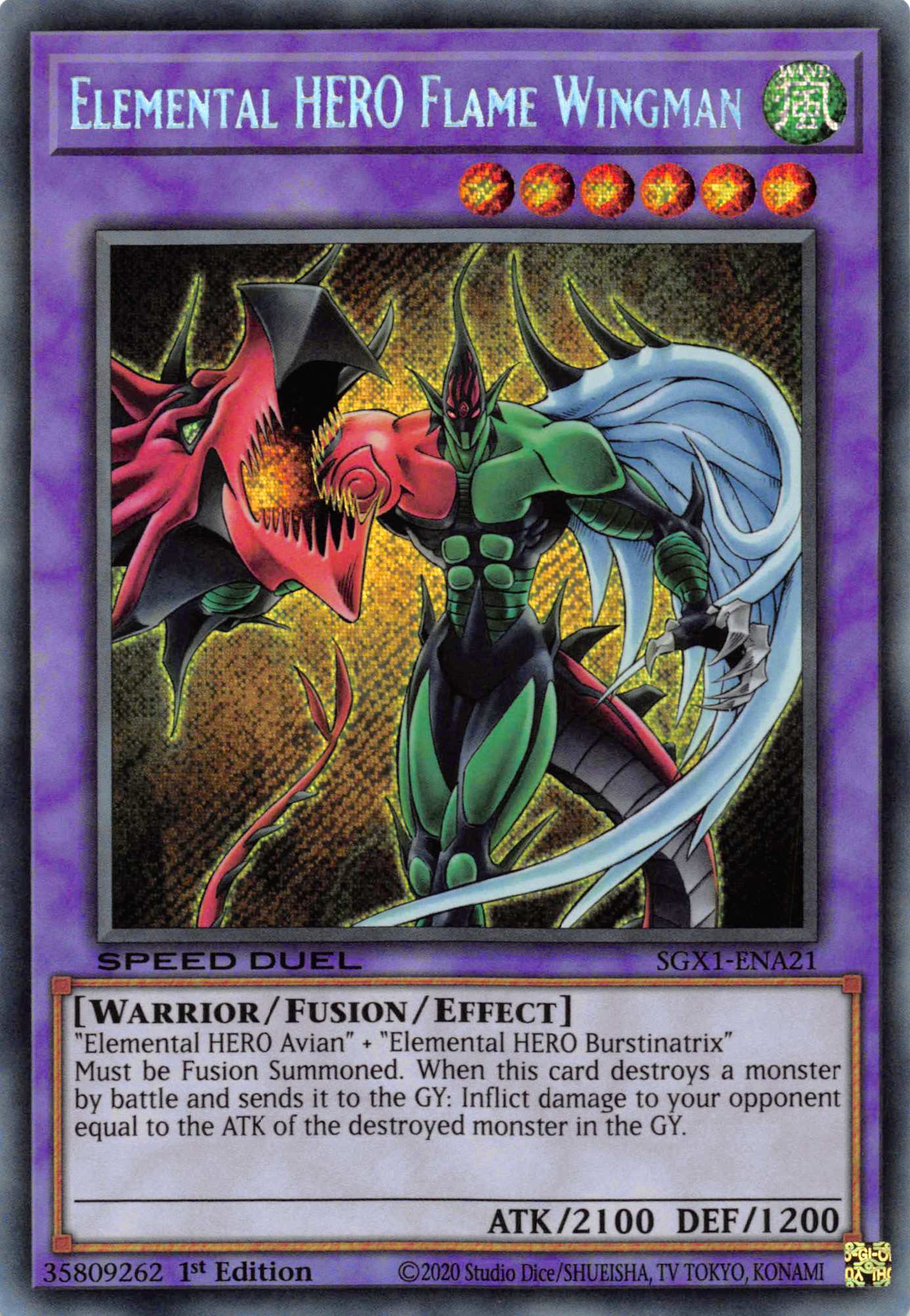 Elemental HERO Flame Wingman [SGX1-ENA21] Secret Rare | L.A. Mood Comics and Games