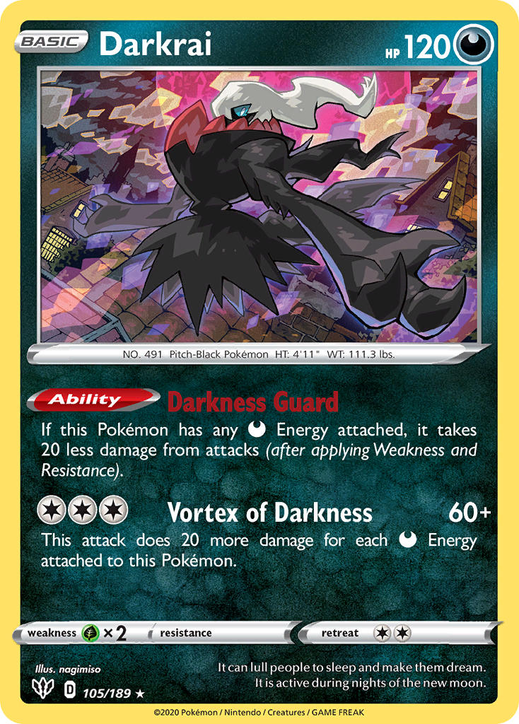 Darkrai (105/189) (Theme Deck Exclusive) [Sword & Shield: Darkness Ablaze] | L.A. Mood Comics and Games