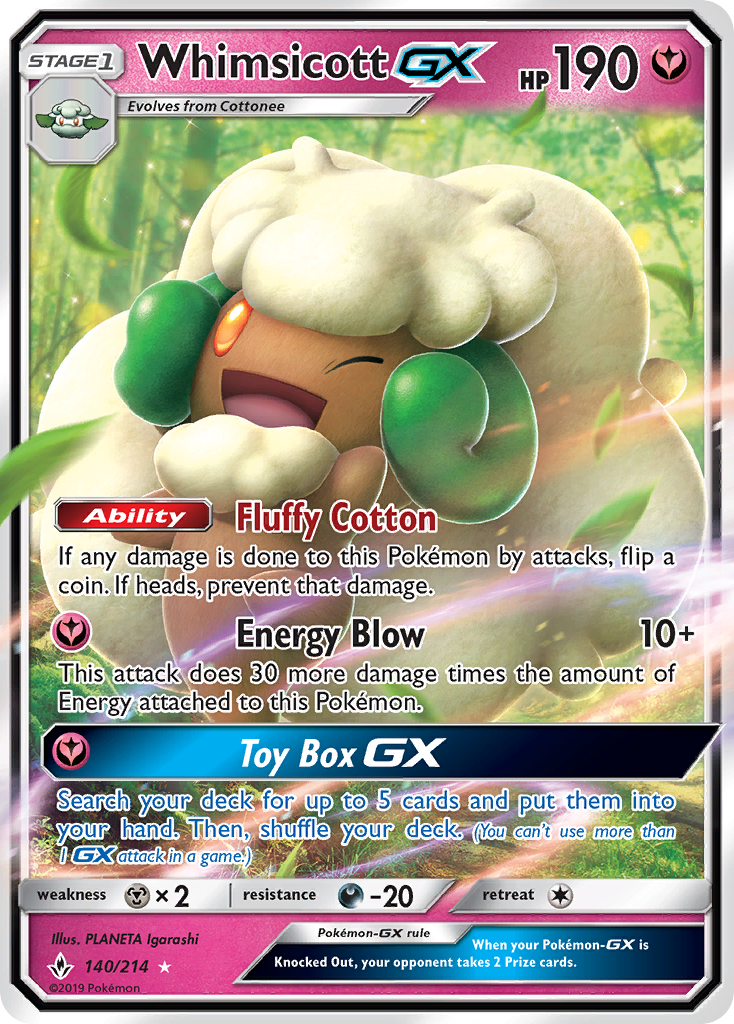 Whimsicott GX (140/214) [Sun & Moon: Unbroken Bonds] | L.A. Mood Comics and Games