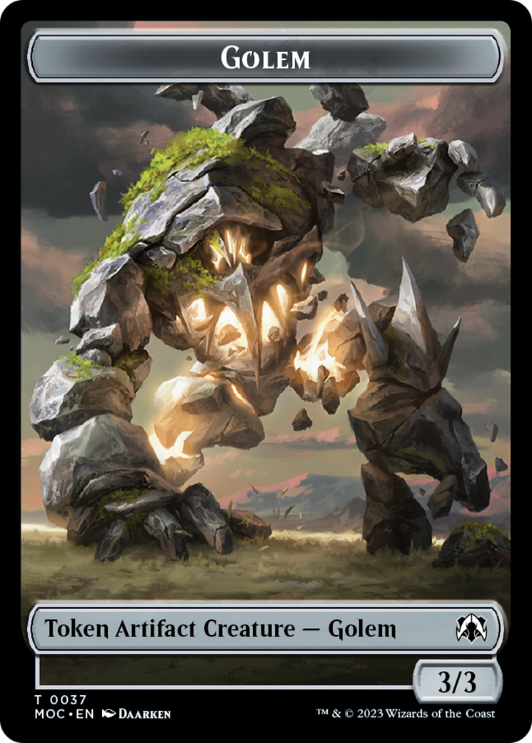 Golem // Clue Double-Sided Token [March of the Machine Commander Tokens] | L.A. Mood Comics and Games