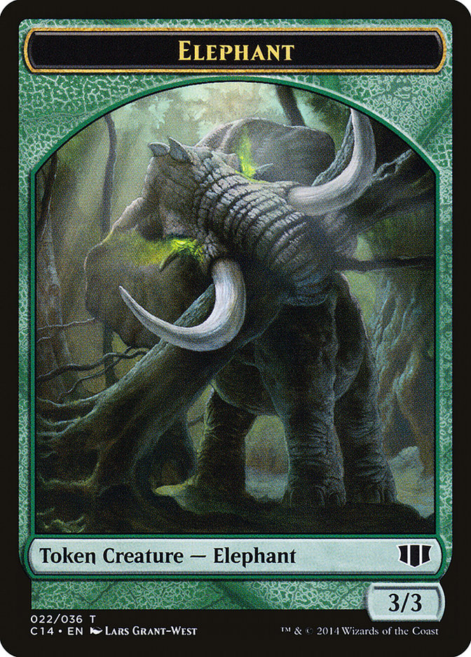 Elephant // Elf Warrior Double-Sided Token [Commander 2014 Tokens] | L.A. Mood Comics and Games