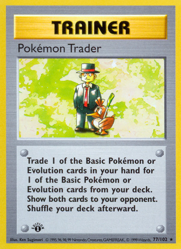 Pokemon Trader (77/102) (Shadowless) [Base Set 1st Edition] | L.A. Mood Comics and Games