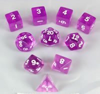 Transparent 10pc Cube Orchid/White Dice | L.A. Mood Comics and Games