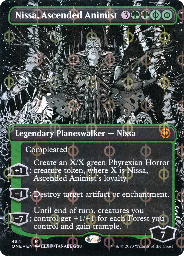 Nissa, Ascended Animist (Borderless Manga Step-and-Compleat Foil) [Phyrexia: All Will Be One] | L.A. Mood Comics and Games