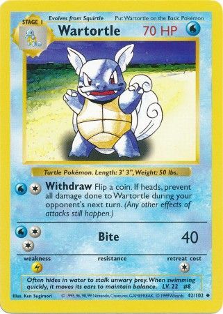 Wartortle (42/102) [Base Set Shadowless Unlimited] | L.A. Mood Comics and Games