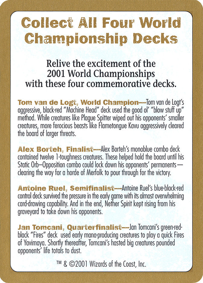 2001 World Championships Ad [World Championship Decks 2001] | L.A. Mood Comics and Games