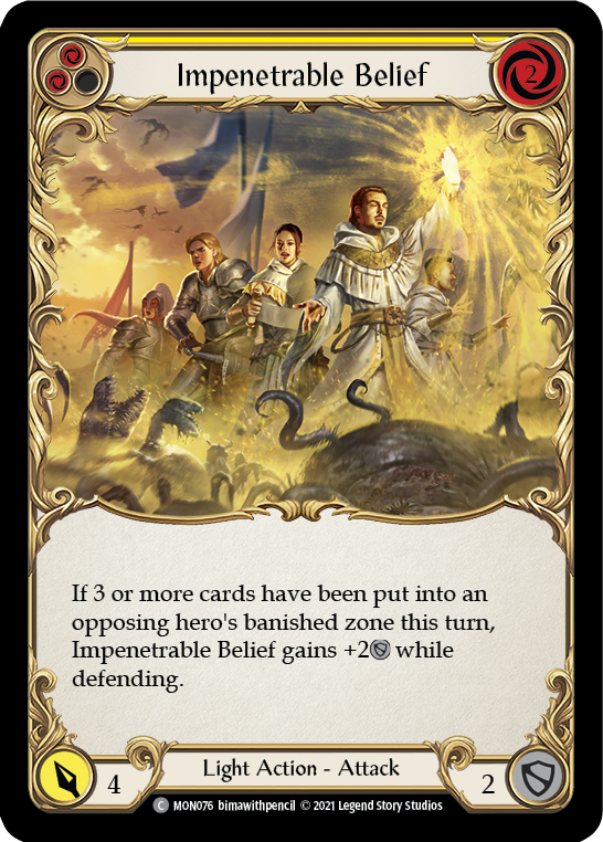 Impenetrable Belief (Yellow) [MON076-RF] (Monarch)  1st Edition Rainbow Foil | L.A. Mood Comics and Games