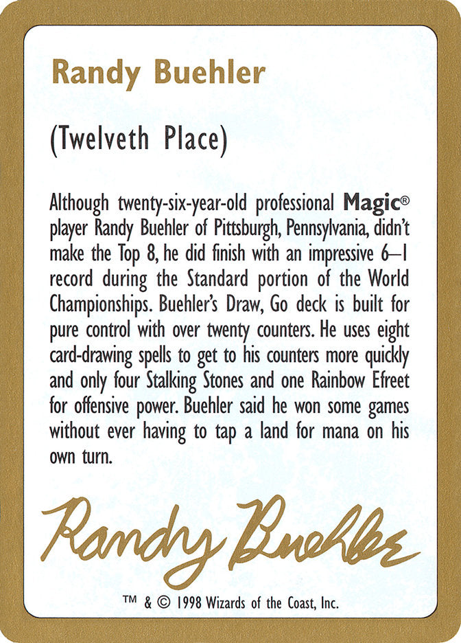 Randy Buehler Bio [World Championship Decks 1998] | L.A. Mood Comics and Games