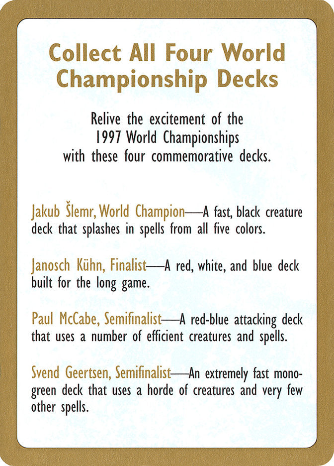 1997 World Championships Ad [World Championship Decks 1997] | L.A. Mood Comics and Games