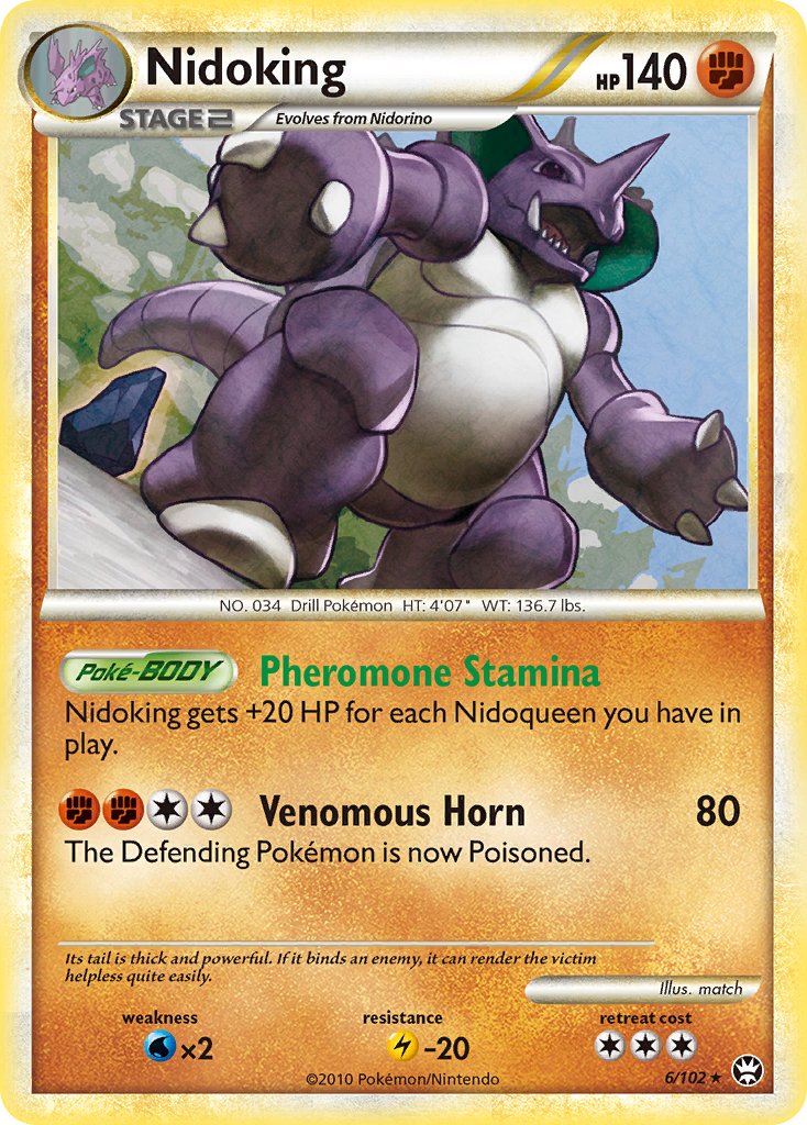 Nidoking (6/102) (Cracked Ice Holo) (Theme Deck Exclusive) [HeartGold & SoulSilver: Triumphant] | L.A. Mood Comics and Games