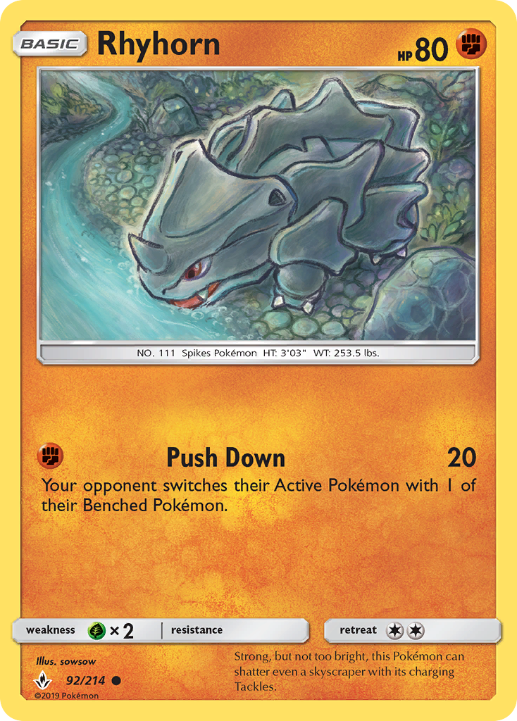 Rhyhorn (92/214) [Sun & Moon: Unbroken Bonds] | L.A. Mood Comics and Games