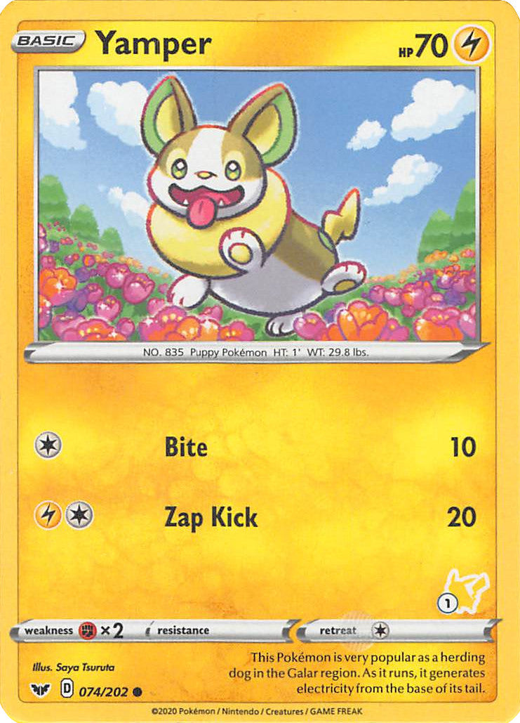 Yamper (074/202) (Pikachu Stamp #1) [Battle Academy 2022] | L.A. Mood Comics and Games