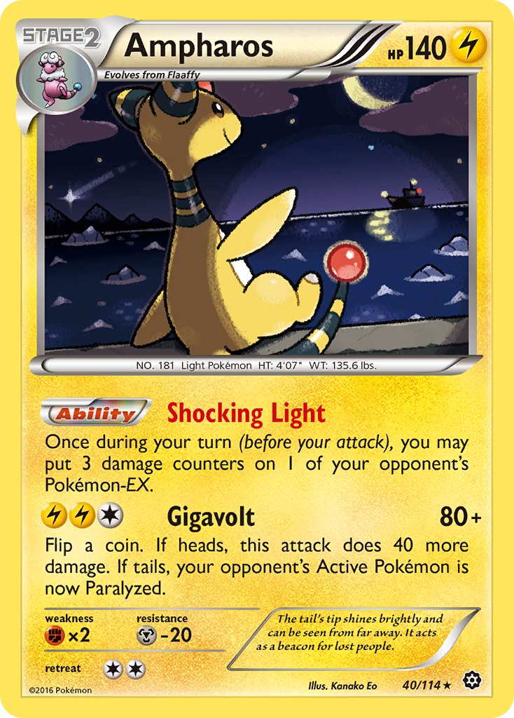 Ampharos (40/114) (Theme Deck Exclusive) [XY: Steam Siege] | L.A. Mood Comics and Games