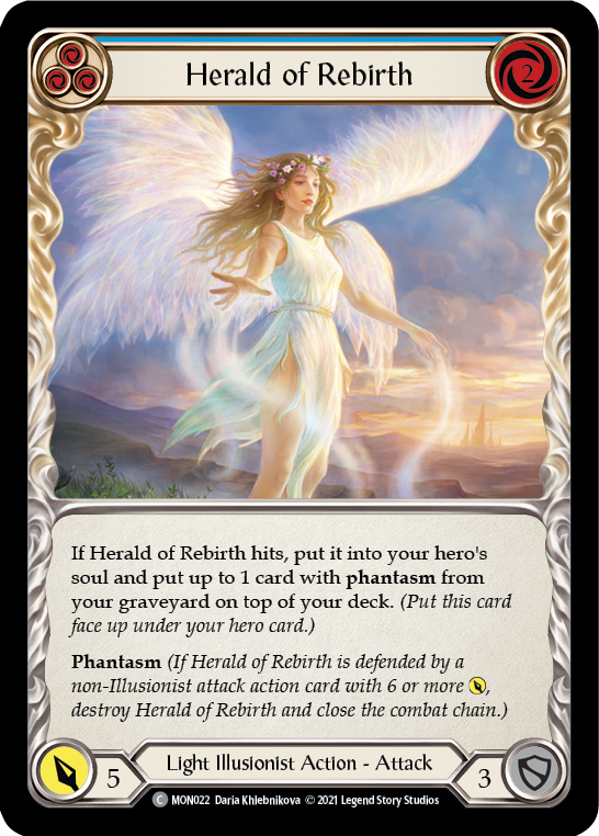 Herald of Rebirth (Blue) [MON022-RF] (Monarch)  1st Edition Rainbow Foil | L.A. Mood Comics and Games