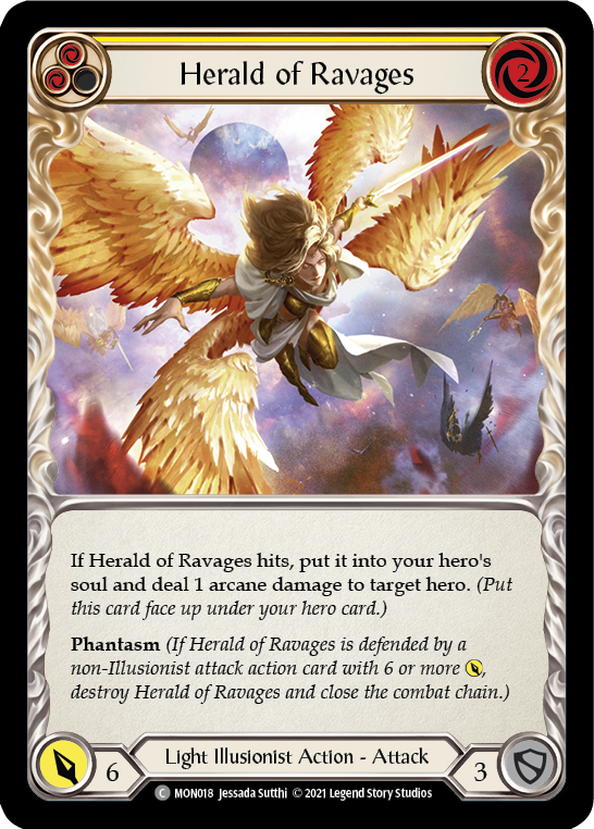 Herald of Ravages (Yellow) [MON018-RF] (Monarch)  1st Edition Rainbow Foil | L.A. Mood Comics and Games