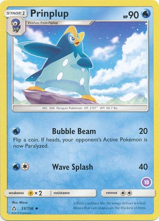 Prinplup (33/156) (Deck Exclusive #13) [Sun & Moon: Trainer Kit - Alolan Sandslash] | L.A. Mood Comics and Games