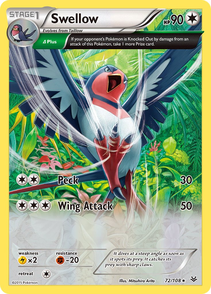 Swellow (72/108) (Theme Deck Exclusive) [XY: Roaring Skies] | L.A. Mood Comics and Games