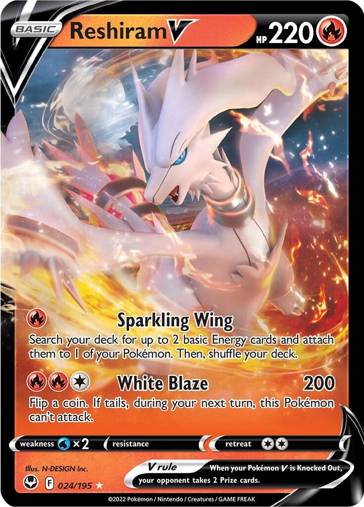 Reshiram V (024/195) [Sword & Shield: Silver Tempest] | L.A. Mood Comics and Games