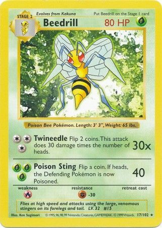 Beedrill (17/102) [Base Set Shadowless Unlimited] | L.A. Mood Comics and Games