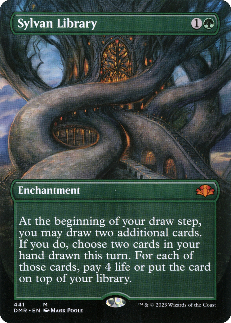 Sylvan Library (Borderless Alternate Art) [Dominaria Remastered] | L.A. Mood Comics and Games