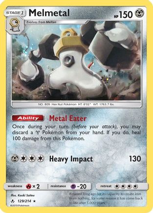 Melmetal (129/214) (Cosmos Holo) [Sun & Moon: Unbroken Bonds] | L.A. Mood Comics and Games