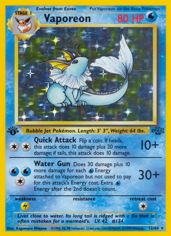 Vaporeon (12/64) [Jungle 1st Edition] | L.A. Mood Comics and Games