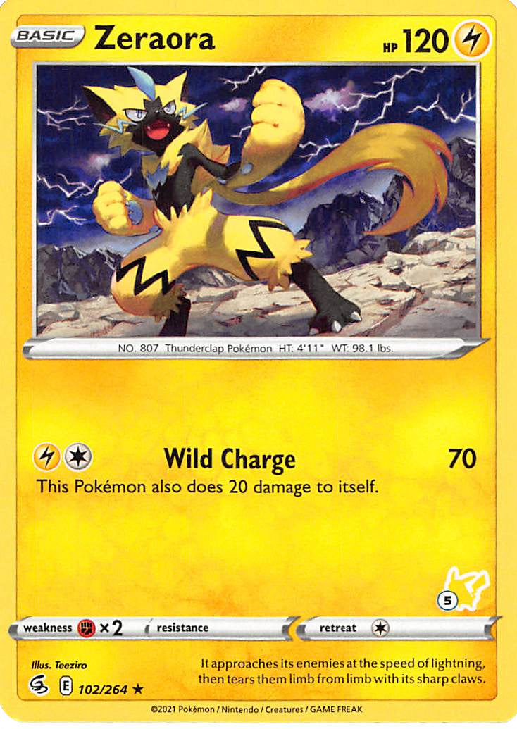 Zeraora (102/264) (Pikachu Stamp #5) [Battle Academy 2022] | L.A. Mood Comics and Games