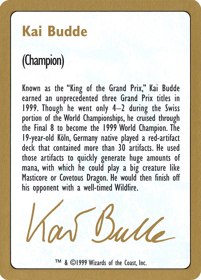 Kai Budde Bio [World Championship Decks 1999] | L.A. Mood Comics and Games